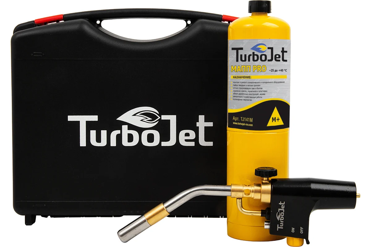 Горелка TurboJet TJ757-M пъезоподжиг, с баллоном МАПП-газа, (в кейсе) 3500W