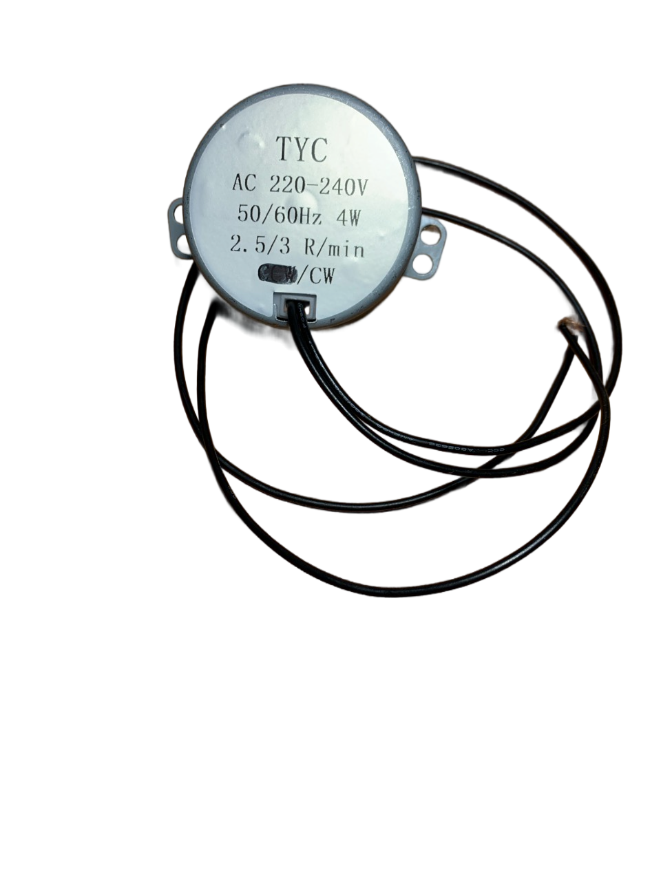 Двигатель вращения тарелки СВЧ (220V, 4W, 2,5/3 RPM, 50TYZ, шток-d7мм, h15.5мм, металл)