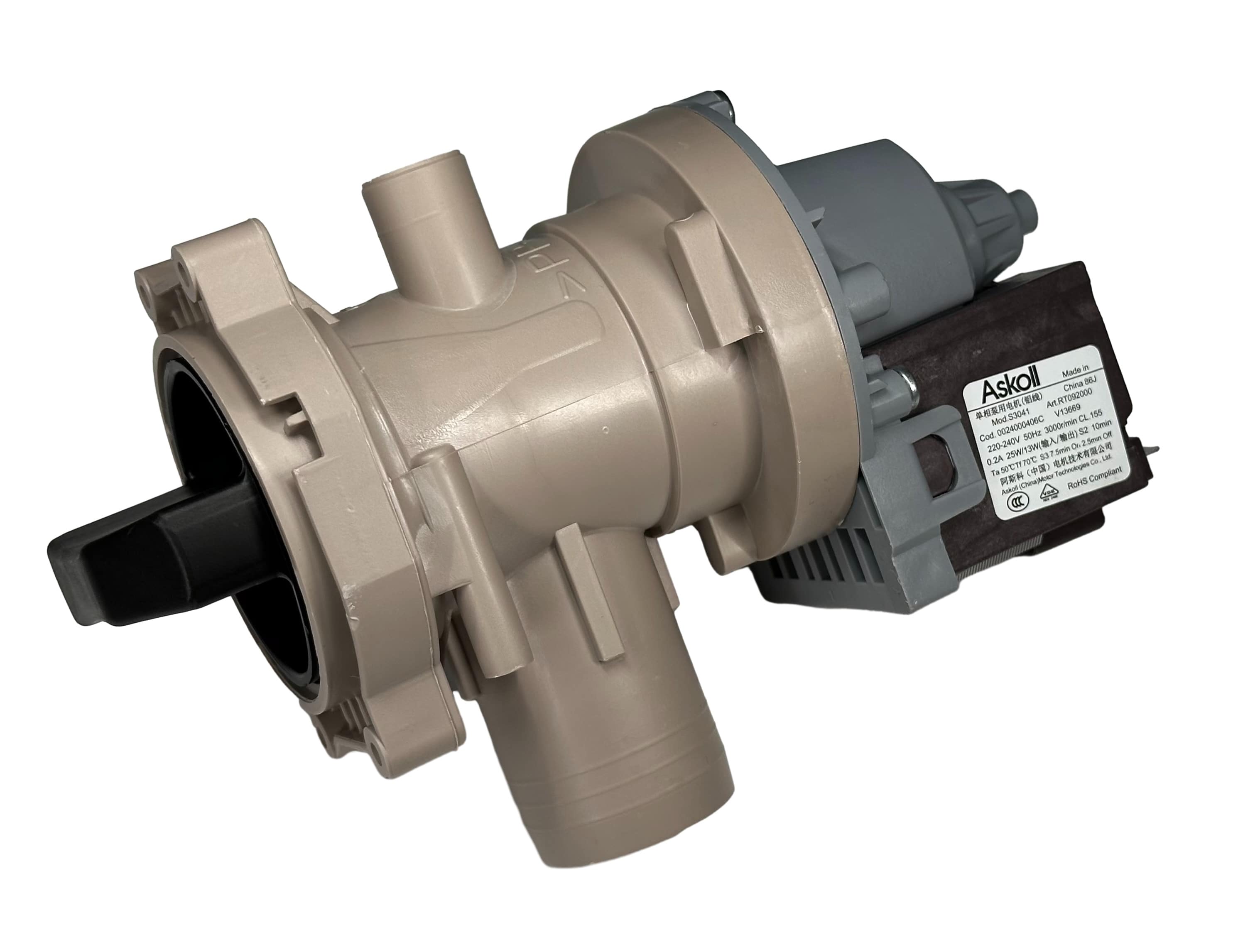 Насос сливной в сборе с улиткой стиральной машины Haier 0024000406C, оригинал