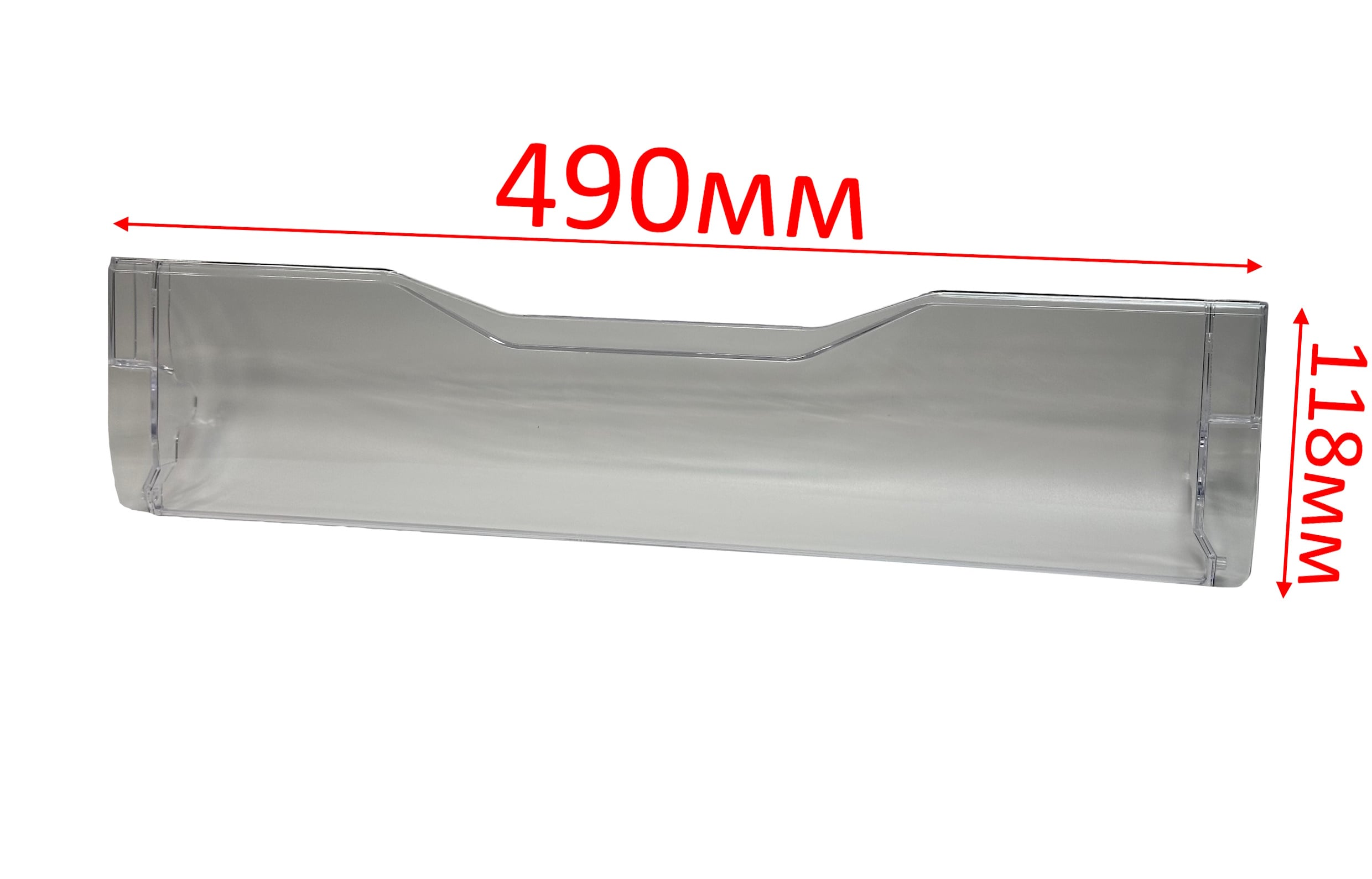 Панель (щиток) ящика холодильника Indesit, Ariston, Whirlpool, 490*118мм, прозрачная, C00384879