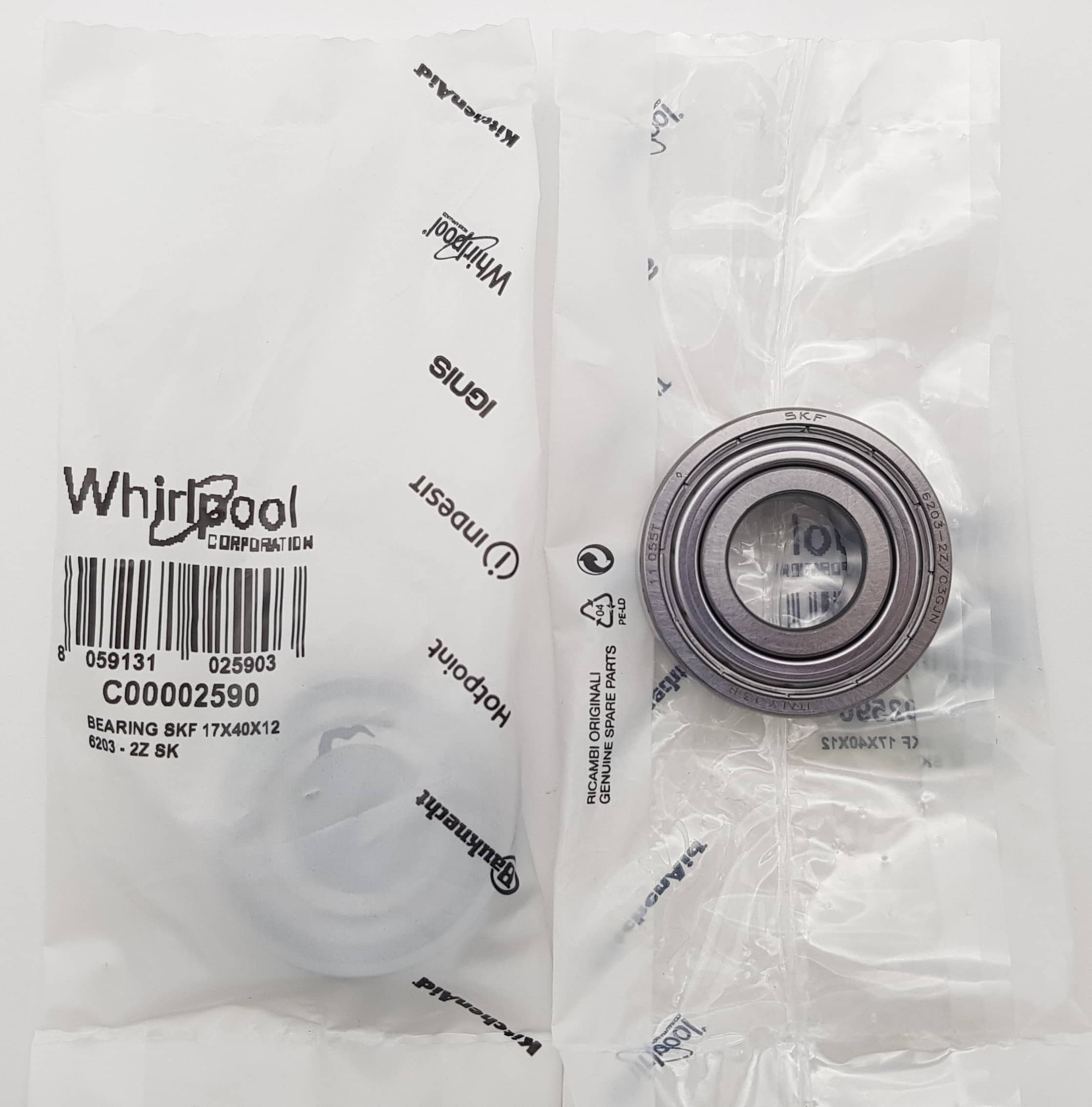 Главное фото товара Подшипник 6203zz SKF 17х40х12 Indesit Ariston C00002590 Whirlpool 481252028136 оригинал (Италия)