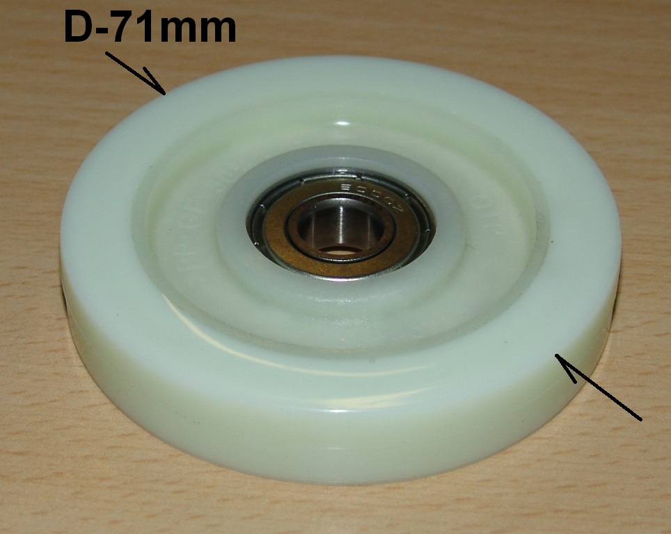 Ролик опорный сушильной машины Electrolux, Zanussi, AEG, D71мм, d10мм, h 12мм 1123436006, 1123436105