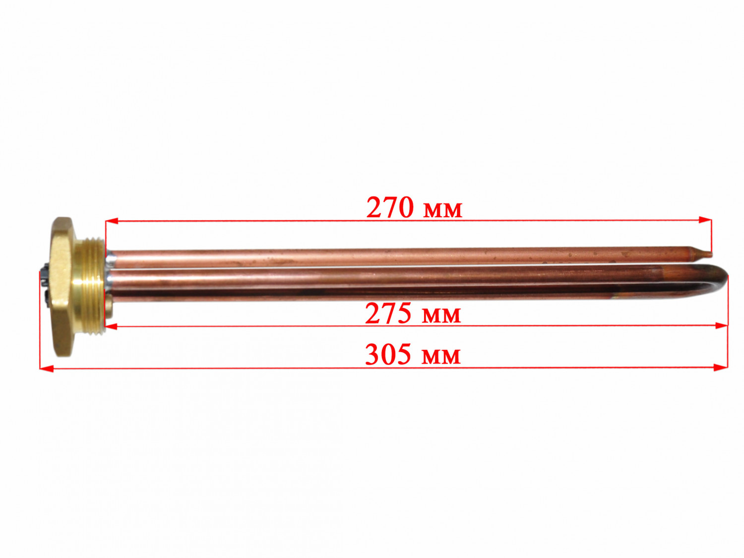 ТЭН водонагревателя 2000W RDT TW3 резьба D42мм M6 L275мм, RTQ, Китай