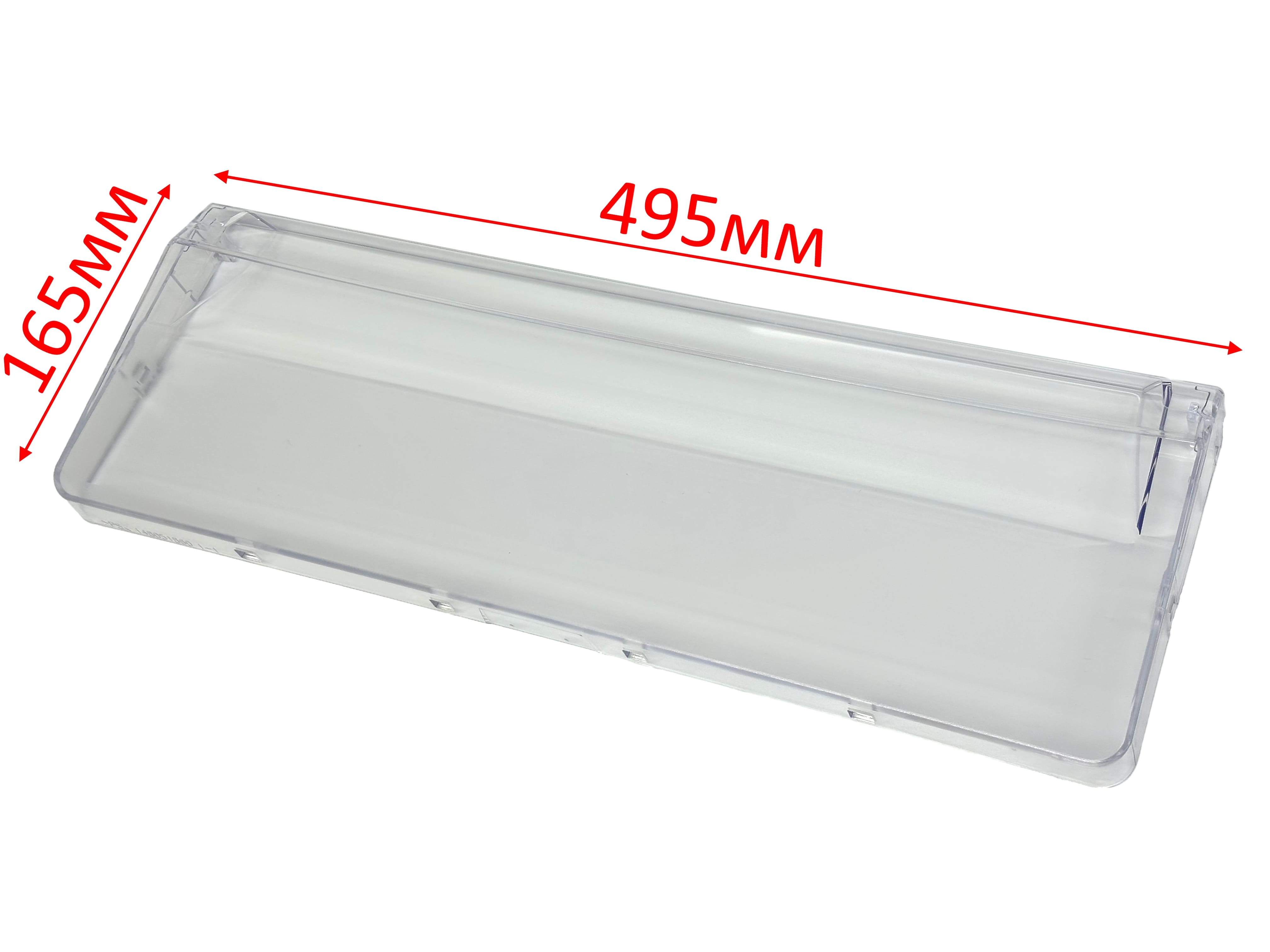 Панель (щиток) ящика холодильника Indesit, Ariston, Whirlpool, 495*165 мм, прозрачная, C00522991
