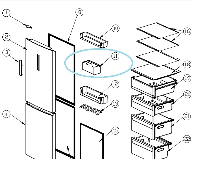 Полка балкон двери холодильника Haier 252х117х117мм (прозрачная, контейнер медикаментов) 0530030287