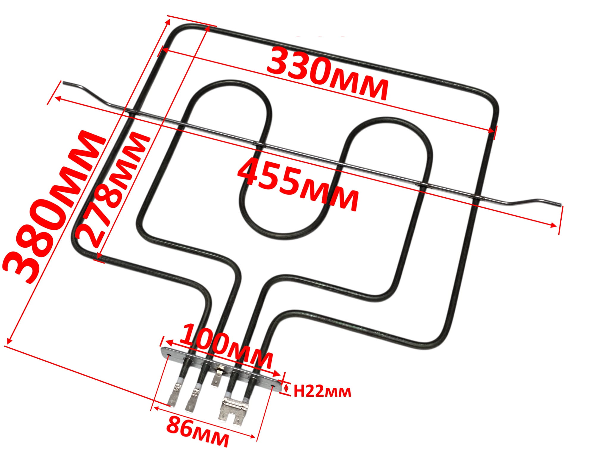 ТЭН духовки Beko 2500W (1100+1200), 380*330мм, 262900030, 262100018