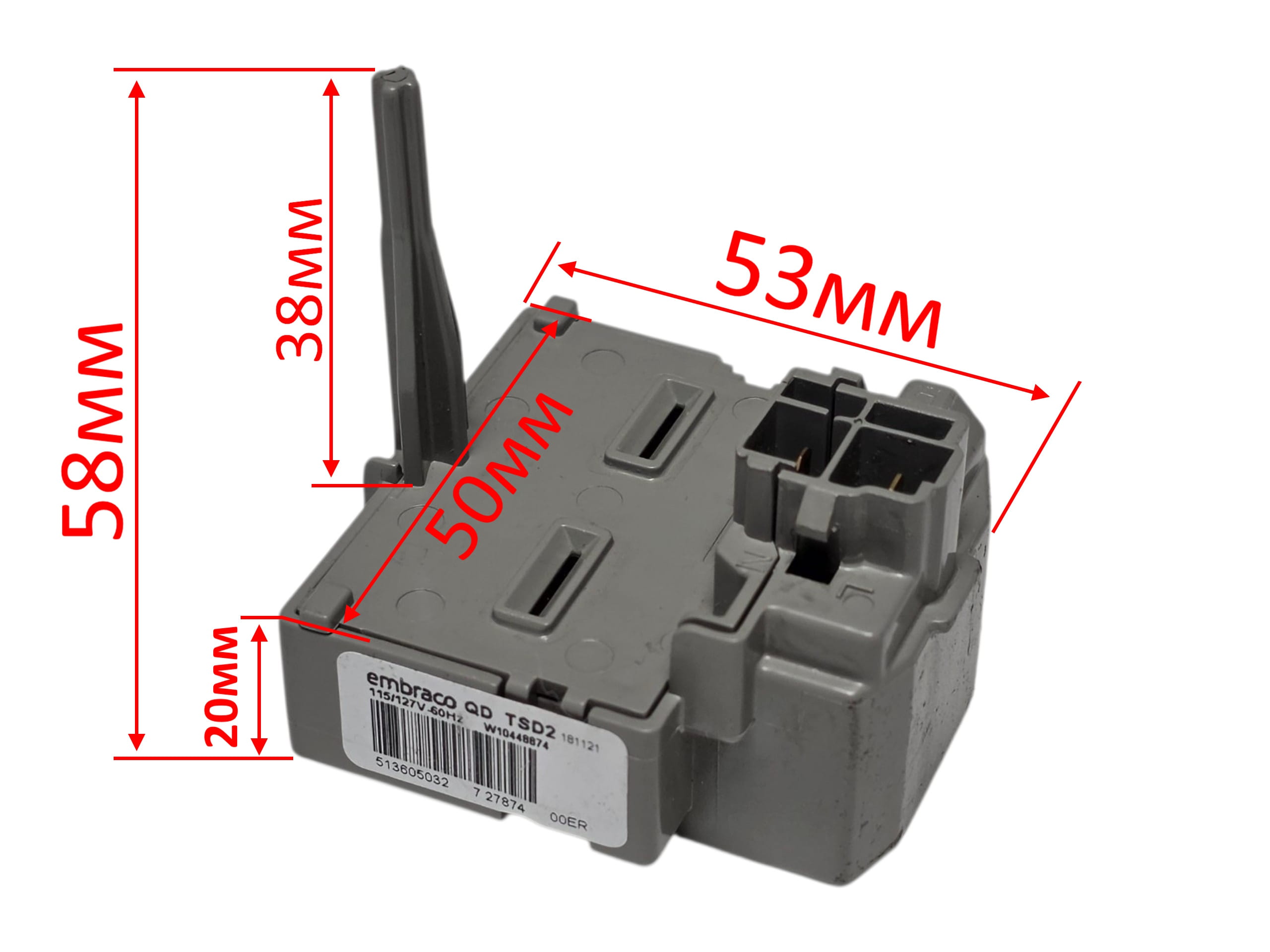 Реле пускозащитное компрессора Embraco Aspera QD-TSD2 FR2538