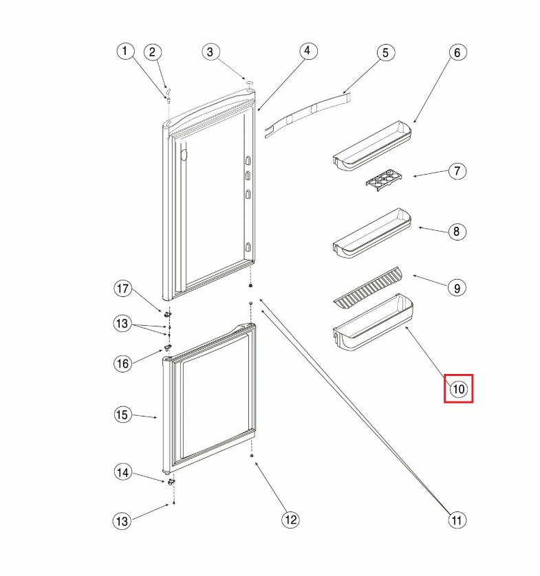 Полка балкон двери (нижняя) холодильника Ariston, Indesit, 450х110х100мм,прозрачная C00665719, ориг.