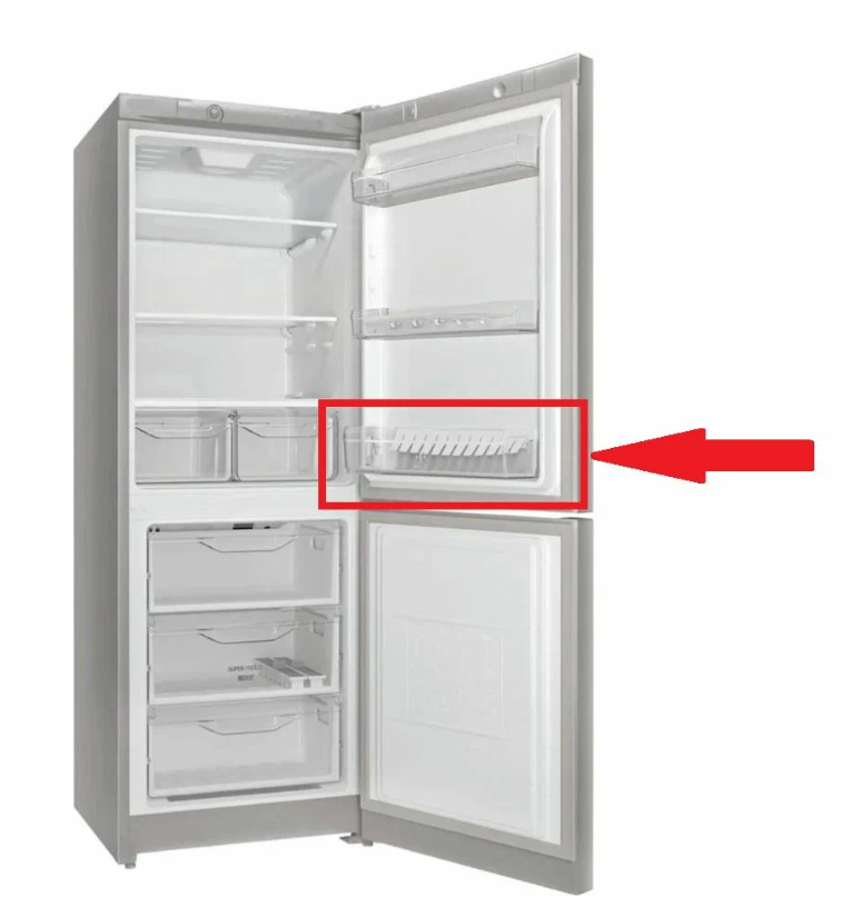Полка балкон двери (нижняя) холодильника Ariston, Indesit, 450х110х100мм,прозрачная C00665719, ориг.