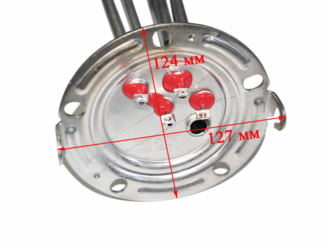 ТЭН водонагревателя 2500W (1000+1500) Ariston D125мм, тип RF нерж. L316мм, М5, 5 отв.,  65151746