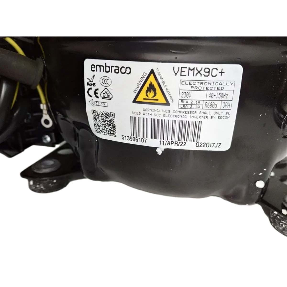 Компрессор инверторный R600a VEMX9C+, Haier с платой инвертора, 0060705680E