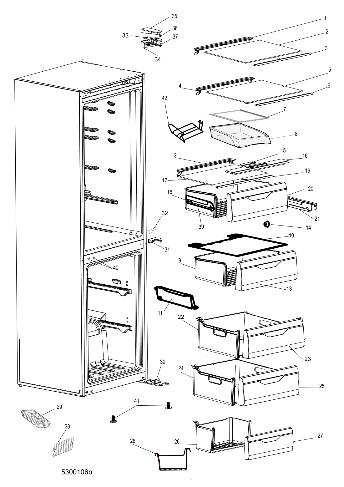 Ящик (корпус), для холодильника Indesit, Whirlpool, овощной, 500х275х155мм, C00379770 , оригинал