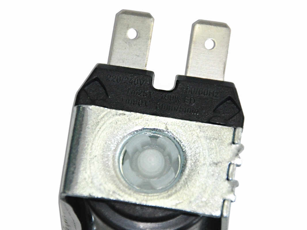 Клапан заливной 1х180 стиральной машины Indesit, Ariston, Candy, Samsung 1Wx180˚ Ø12, 220V