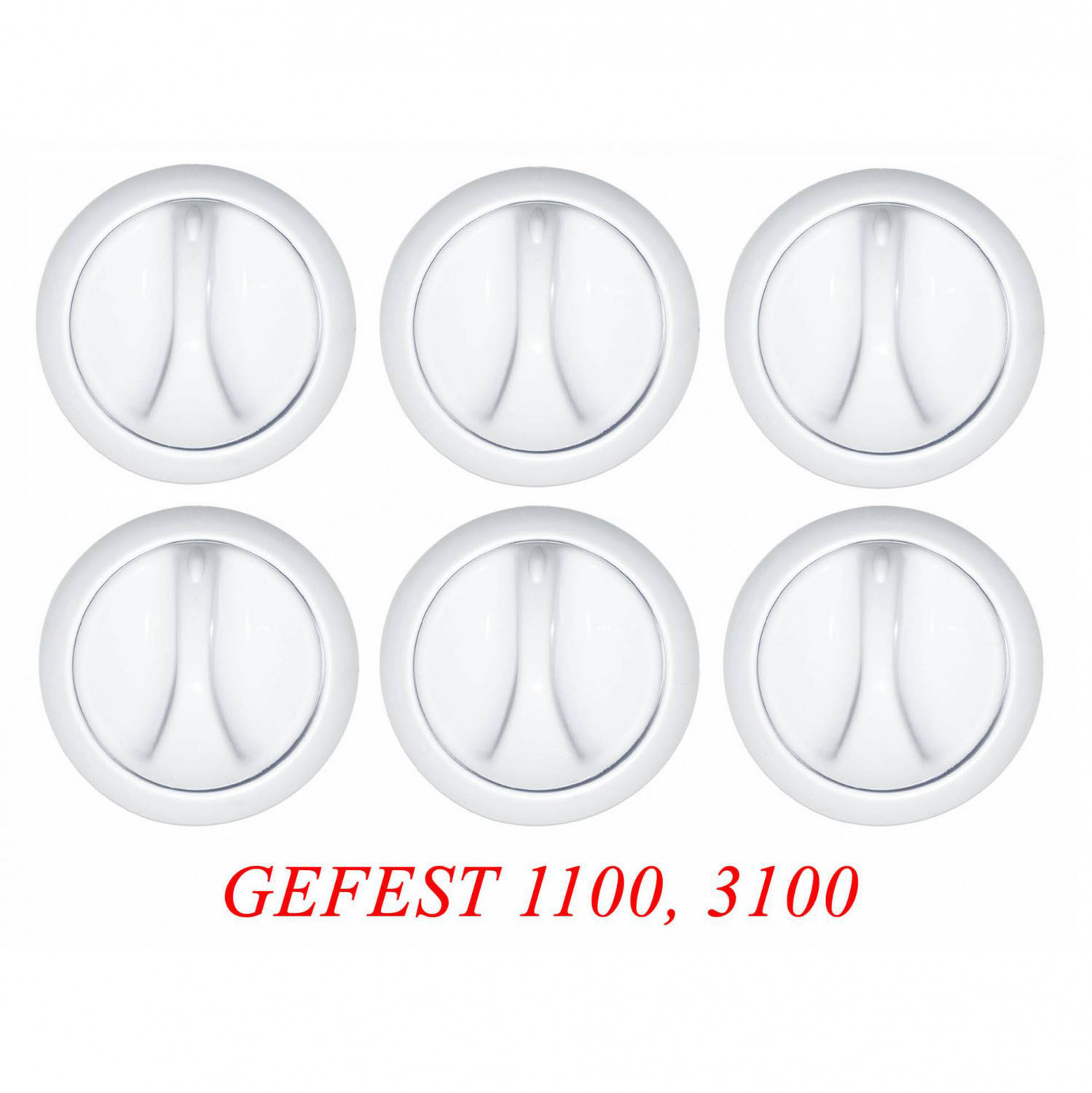 Комплект ручек переключения режимов плиты Gefest/Гефест белые модели 1100, 3100 (6шт.)