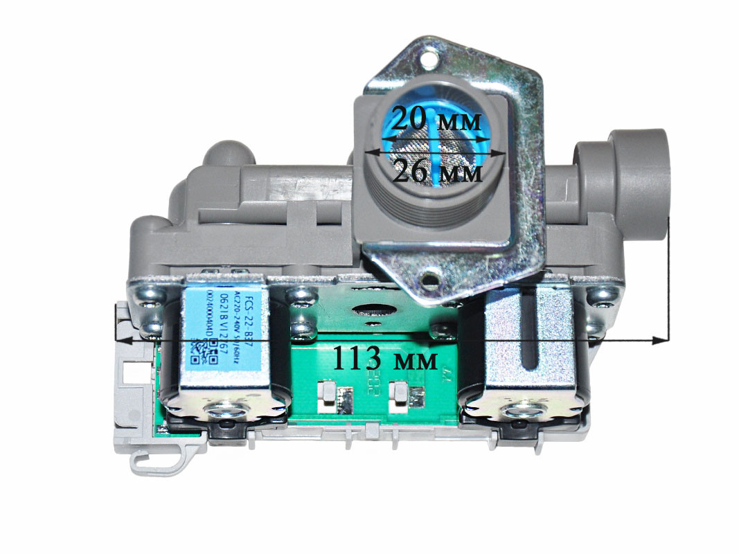 Клапан заливной 3х180 стиральной машины Haier (колодка, 2 соленоида 3Wx180 2Wx180) 0024000404D
