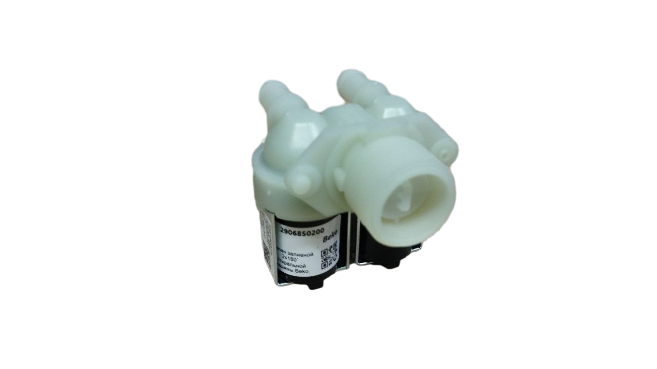 Клапан заливной 2х180` стиральной машины Beko, Smeg (D10мм, клеммы мини) 2906850200, 693050305, ориг