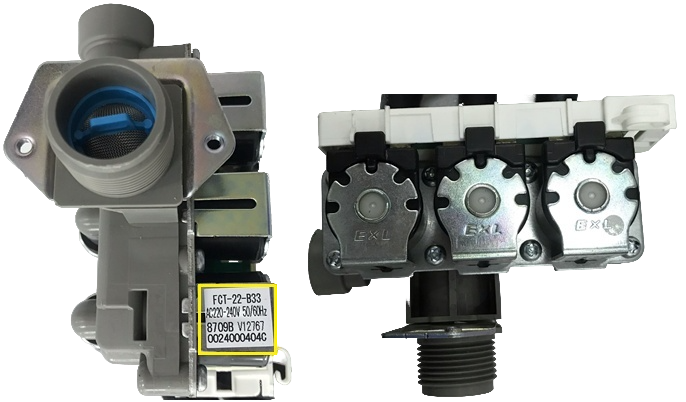 Клапан заливной 3х180 стиральной машины Haier (колодка, 3 соленоида 3Wx180) 0024000404CA