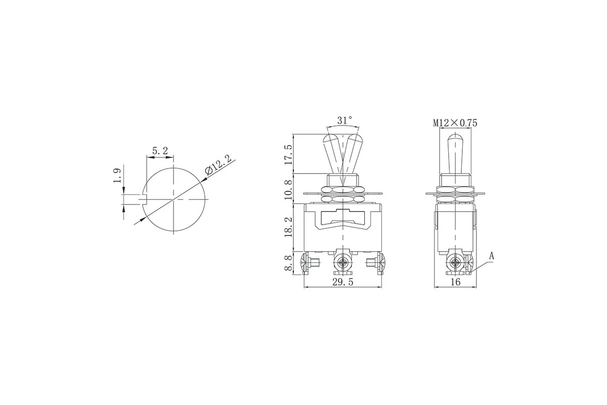 Кнопка (тумблер) KN103 (3 контакта 3 положения) 250V 15А