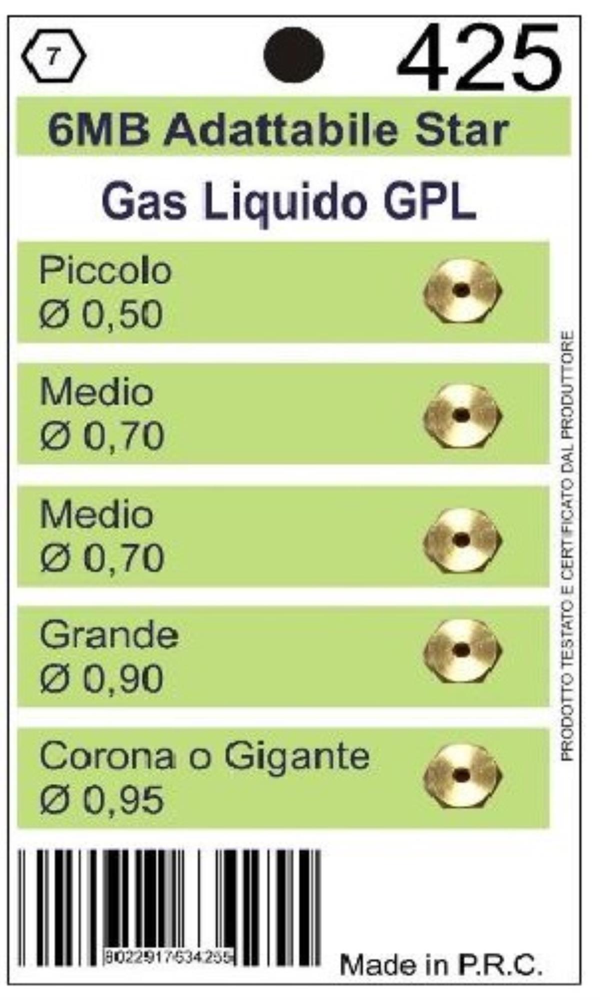 Главное фото товара Комплект жиклеров 6МВ-GPL (0.5, 0.7-2шт., 0.9, 0.95) на балонный газ