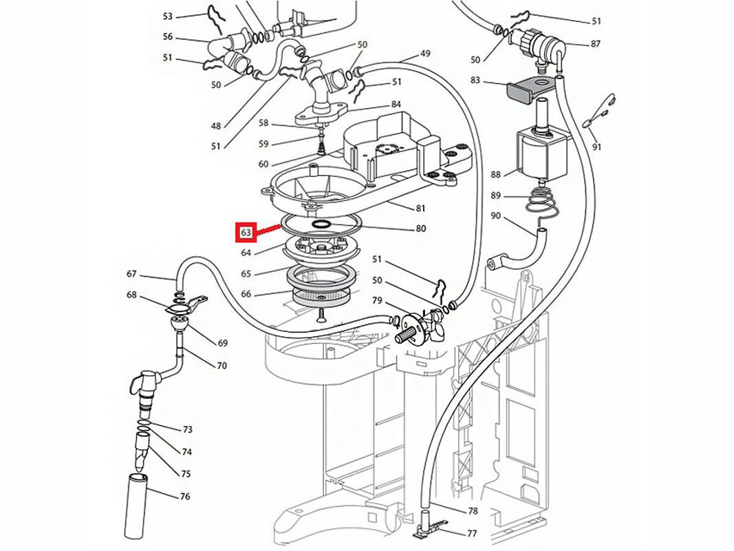 Уплотнитель рожковых кофеварок Delonghi Dedica, 73*62*3,4мм, 5313221481