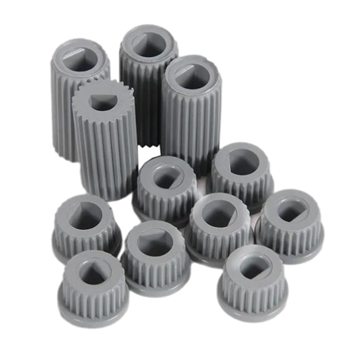 Комплект ручек переключения режимов плиты универсальный серебро с переходниками (4шт.)