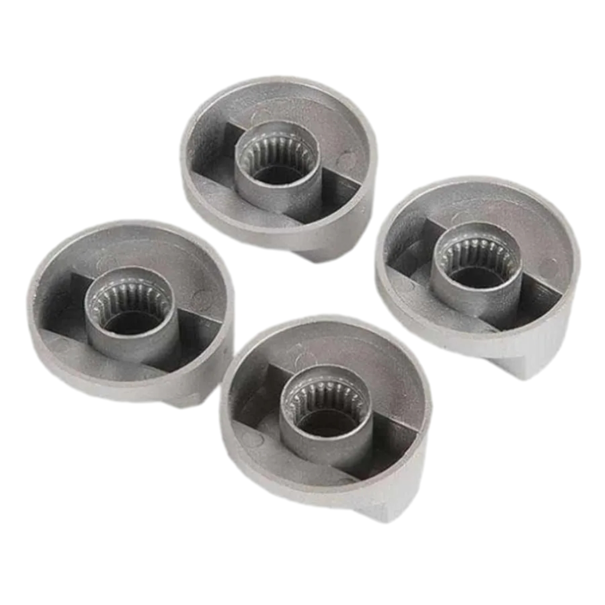 Комплект ручек переключения режимов плиты универсальный серебро с переходниками (4шт.)