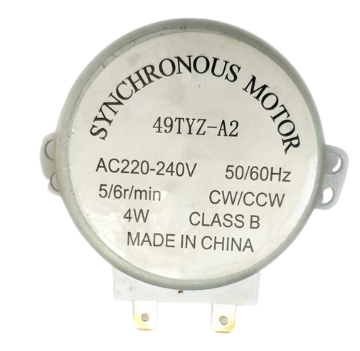 Двигатель вращения тарелки СВЧ (220V, 4W, 5/6 RPM, 49TYZ-A2, шток-14мм, пластик)