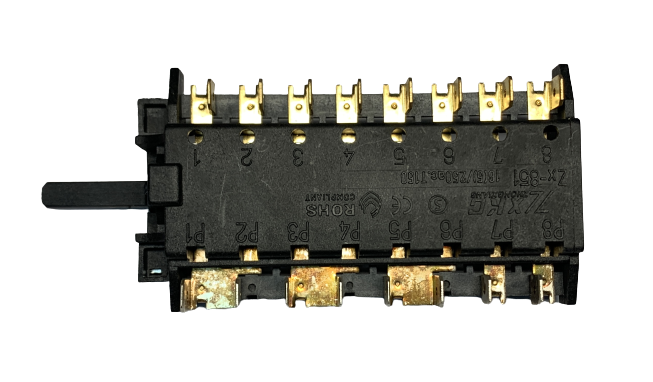 Переключатель духовки ZX-851, 8 поз, шток L23мм, 16A