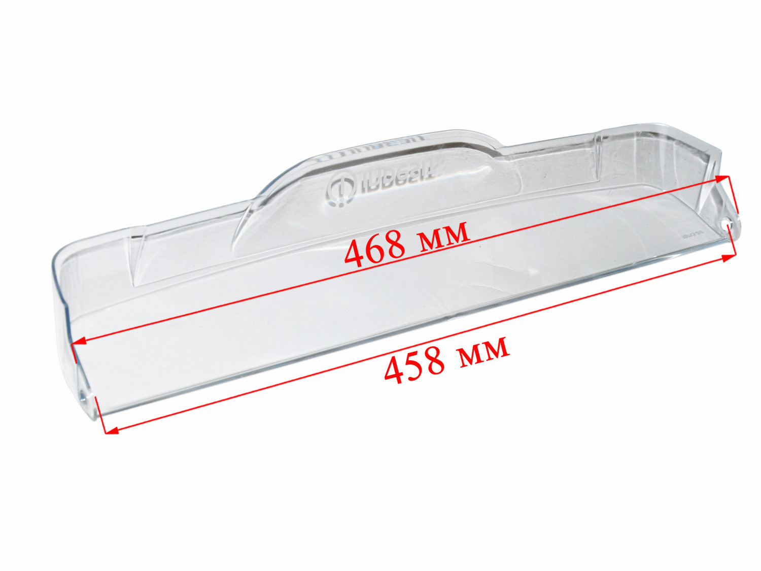 Крышка полки балкона двери холодильника Indesit, Ariston L468мм (прозрачная) C00857060, оригинал
